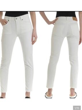 ACNE STUDIOS Bla Konst Slim Leg Jeans Ankle Skinny Mid-Rise White Size 33
